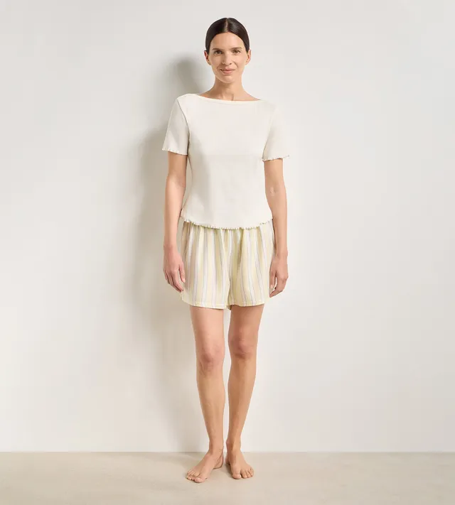dim-short-pyjama-femme-twill-viscose-jaune-p-le-ray-slow-days image 1