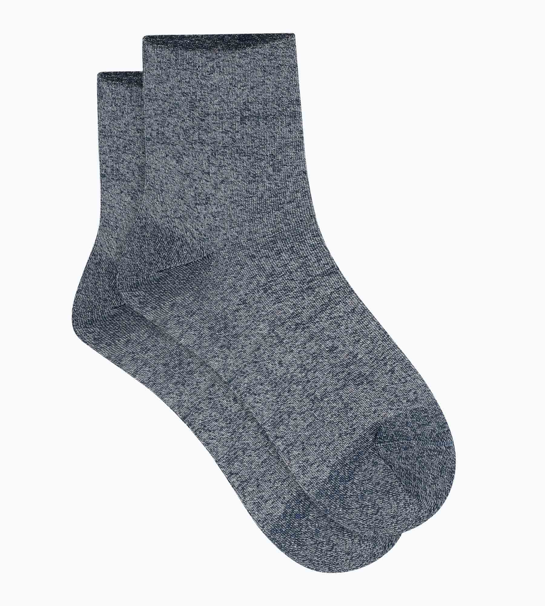 dim-mode-chaussettes-femme-en-lurex-marine-coupe-cheville image 2