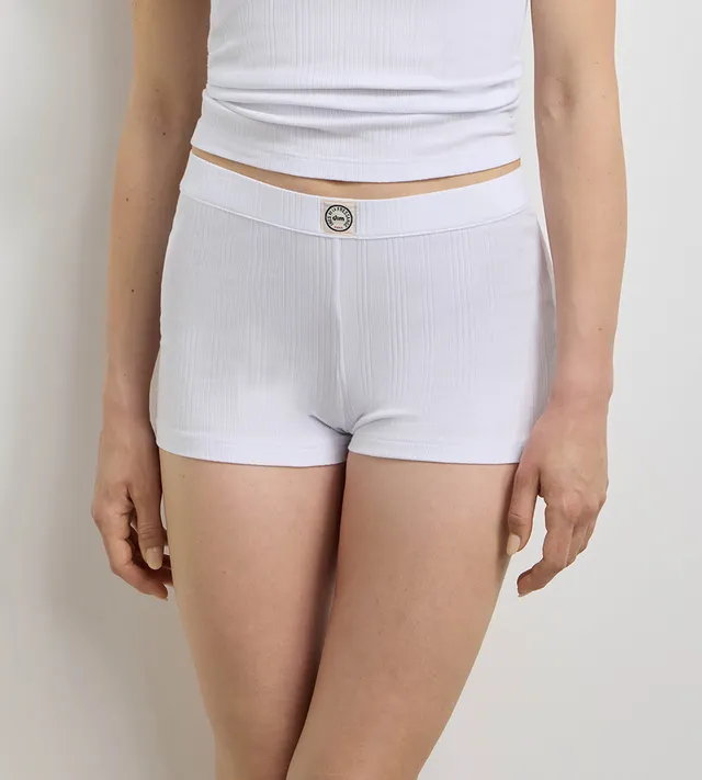 dim-x-ines-de-la-fressange-short-femme-ample-jersey-c-tel-fin-blanc image 1