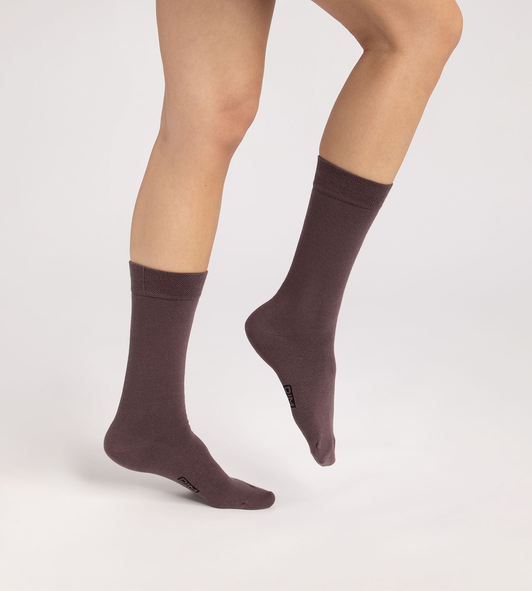 dim-lot-de-3-chaussettes-homme-coton-chocolat-cassis-taupe image 5