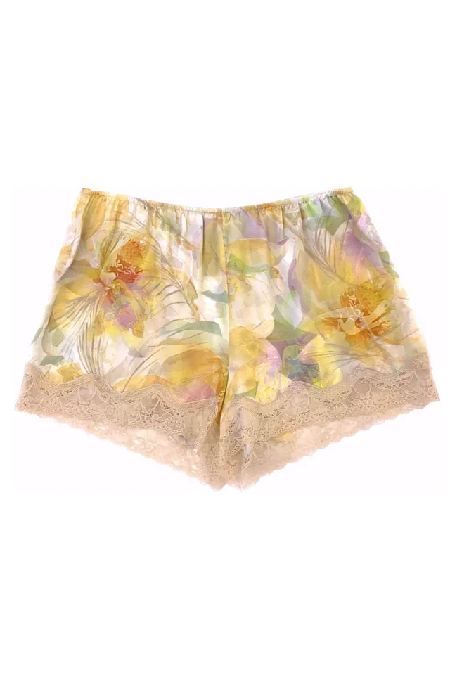 cadolle-floral-short-en-soie-et-dentelle-jaune image 1