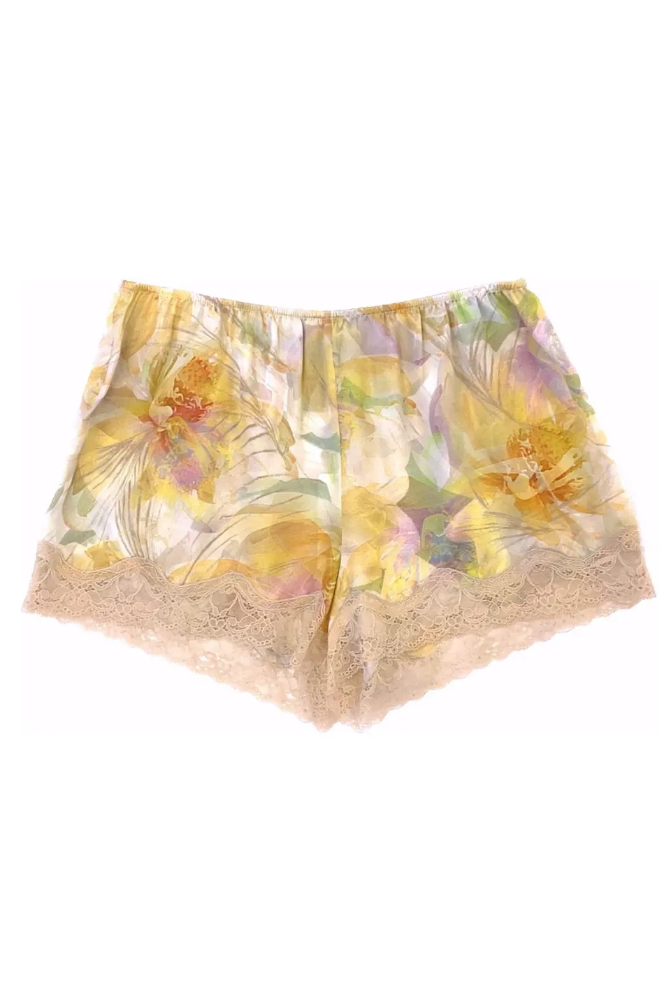 cadolle-floral-short-en-soie-et-dentelle-jaune image 1