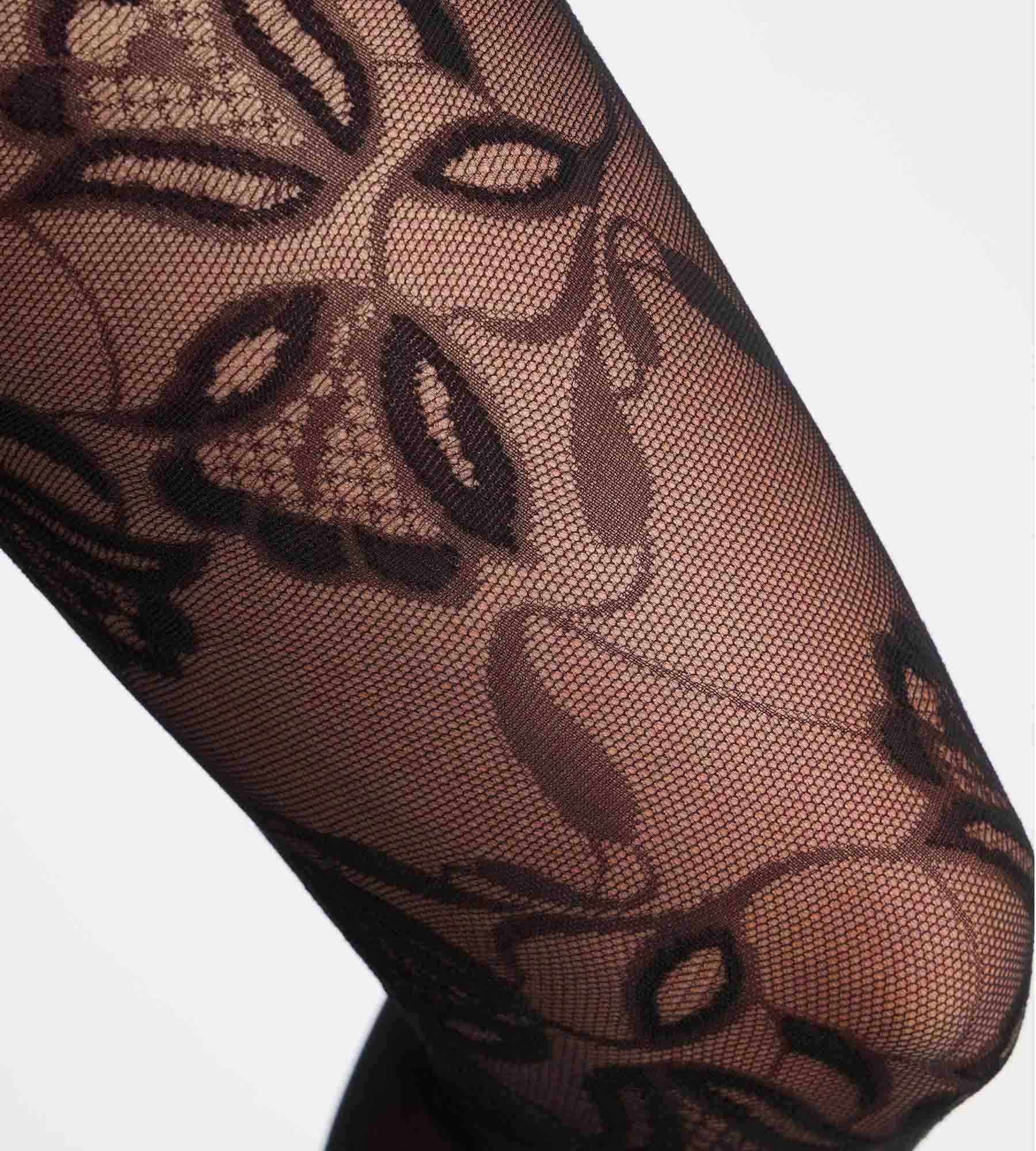 dim-style-le-tulipe-collant-fantaisie-motif-floral-velours-noir image 2
