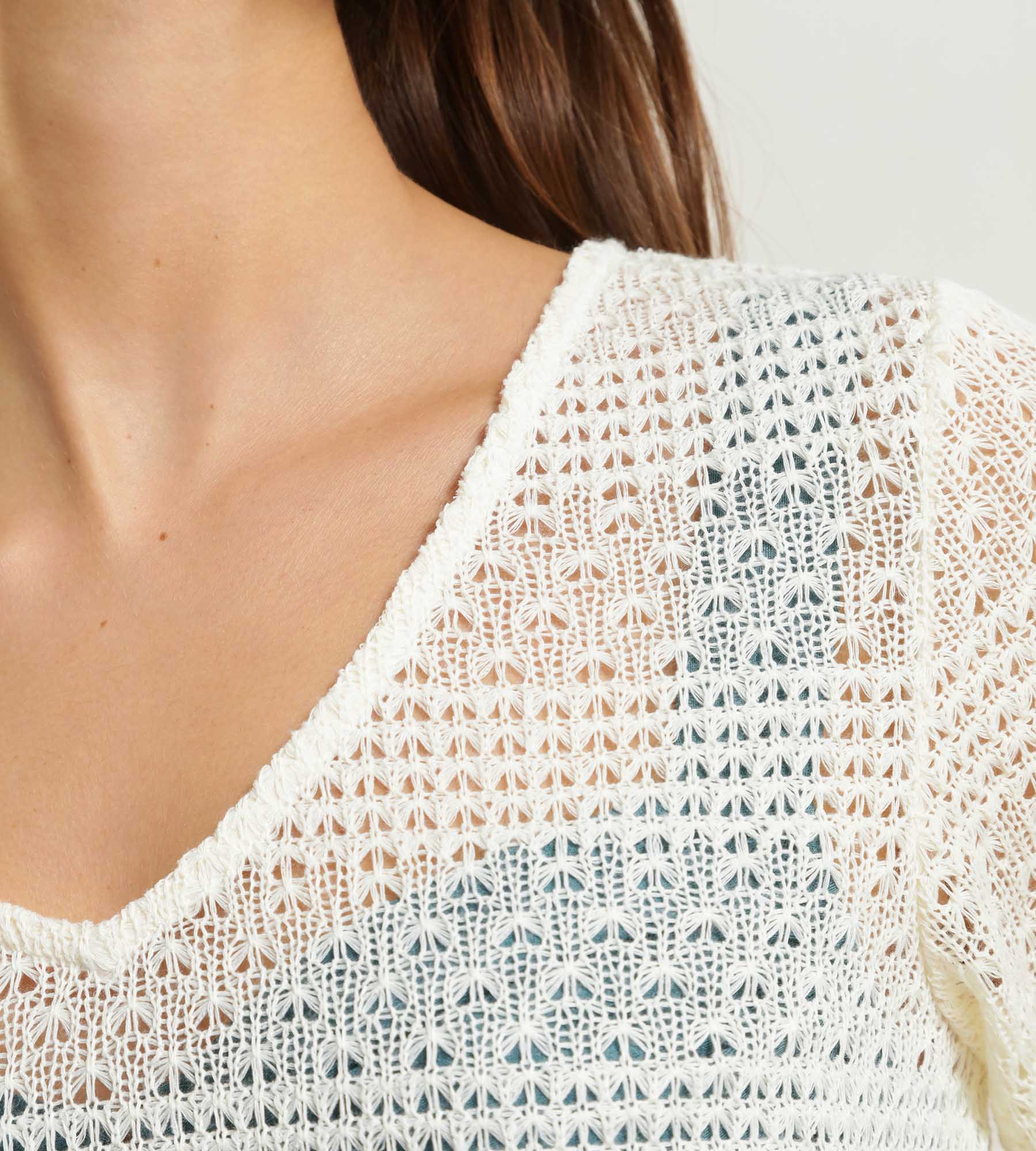 dim-robe-de-plage-femme-maille-ajour-e-cru image 4