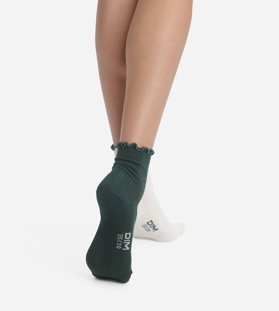 dim-modal-lot-de-2-paires-chaussettes-femme-volants-pin-ivoire image 1