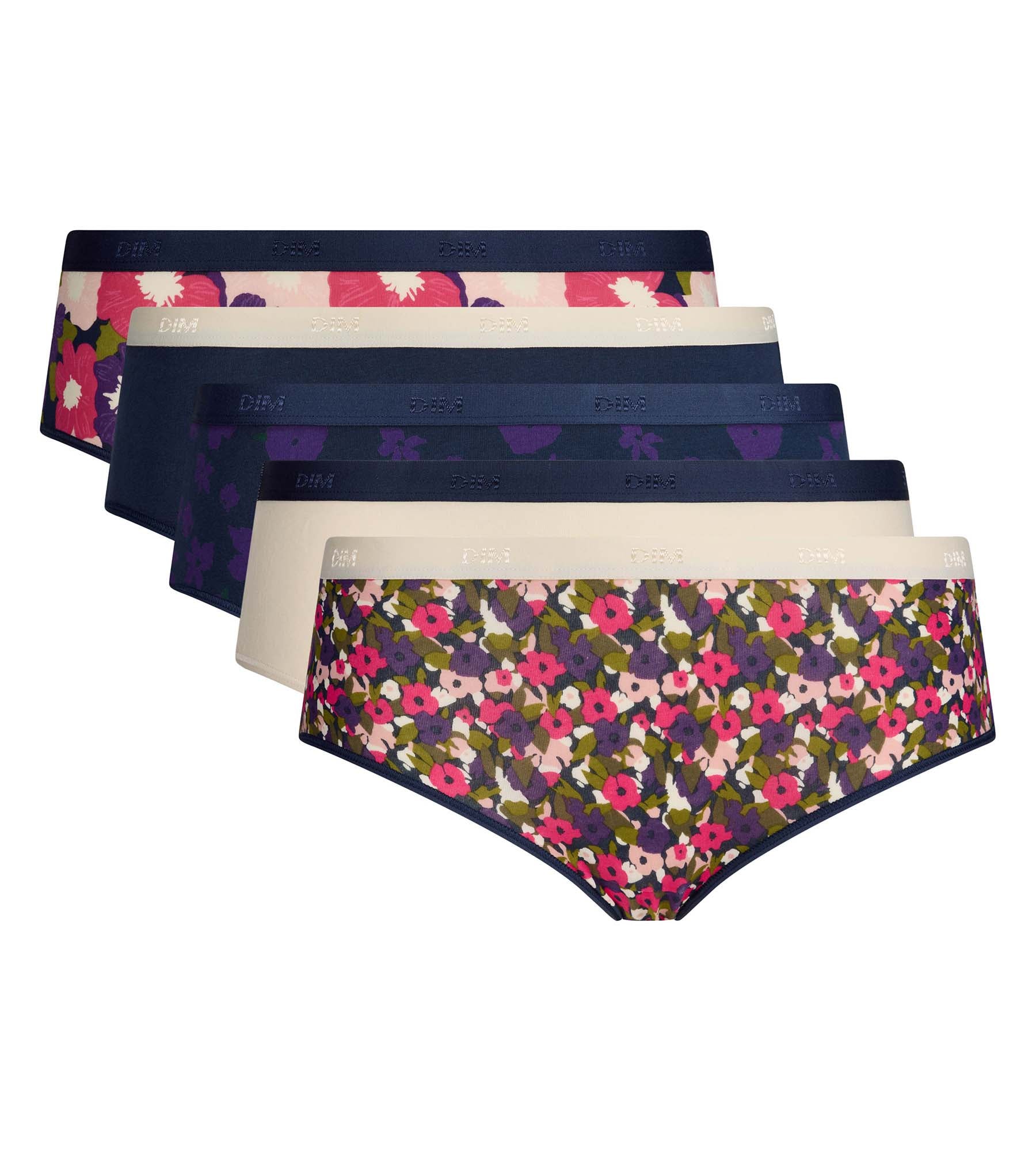 dim-les-pockets-coton-lot-de-5-shortys-femme-clat-floral image 5