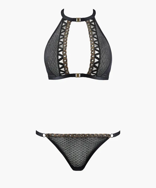 aubade-unchain-me-up-ensemble-bralette-mini-c-ur-noir-dor image 1