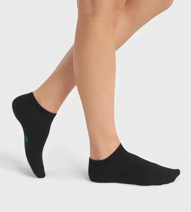 dim-good-lot-de-2-paires-socquettes-femme-coton-bio-noir image 1