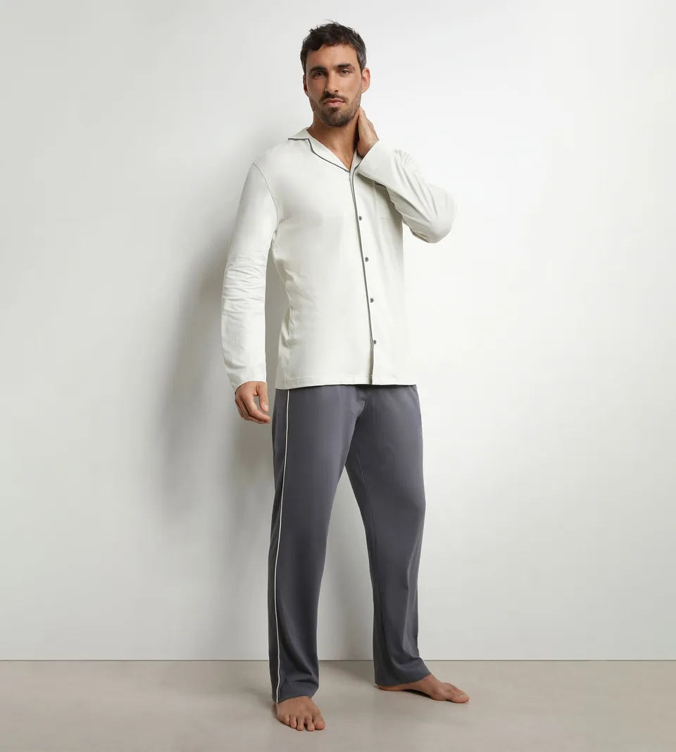 dim-nightwear-ensemble-pyjama-homme-chemise-pantalon-jersey-gris-fonc image 1