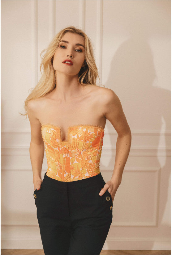 cadolle-square-corset-tropical-organza-zip-sculptant image 2