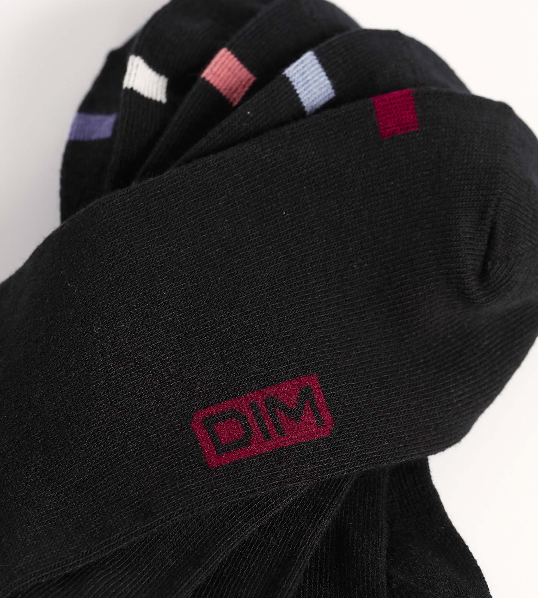 dim-ecodim-lot-de-5-paires-de-socquettes-femme-coton-noir-pastilles image 3