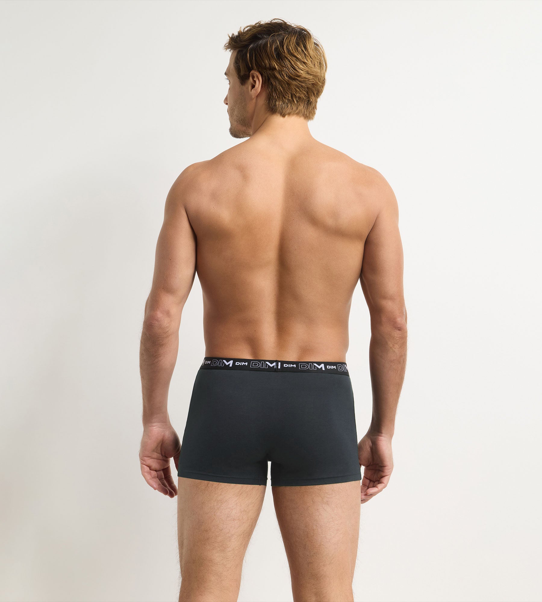 lot-de-4-boxers-homme-dim-coton-stretch-gris-bleu image 2