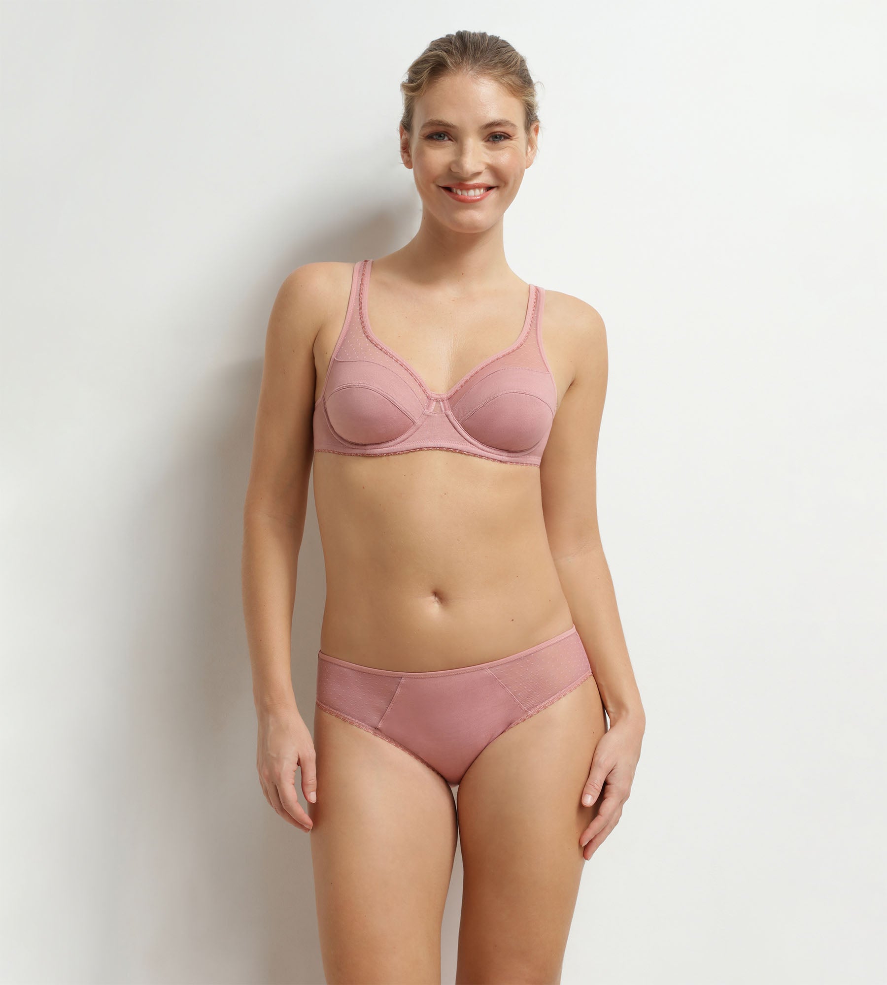 dim-generous-culotte-femme-coton-bio-tulle-plumetis-rose-cendr image 3