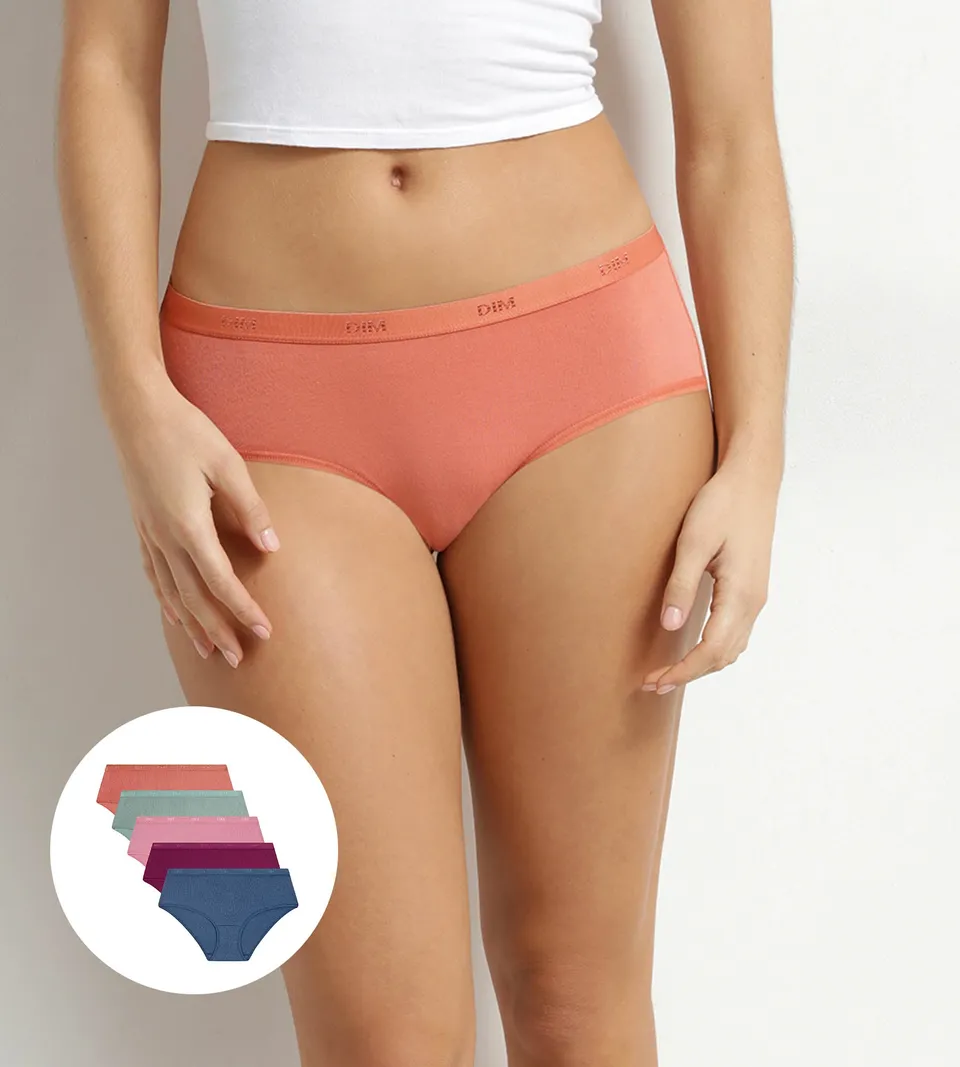 dim-les-pockets-ecodim-lot-de-5-boxers-femme-coton-stretch-rose-bleu image 1