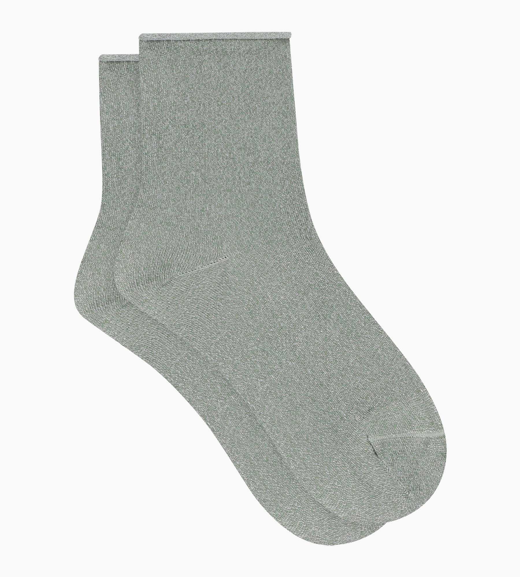chaussettes-femme-dim-mode-lurex-kaki-socquettes image 2