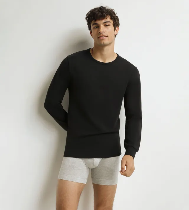 dim-thermal-t-shirt-thermique-homme-coton-noir-manches-longues image 1