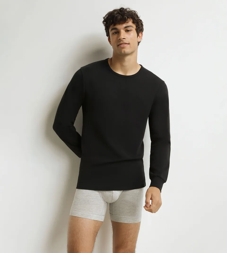 dim-thermal-t-shirt-thermique-homme-coton-noir-manches-longues image 1