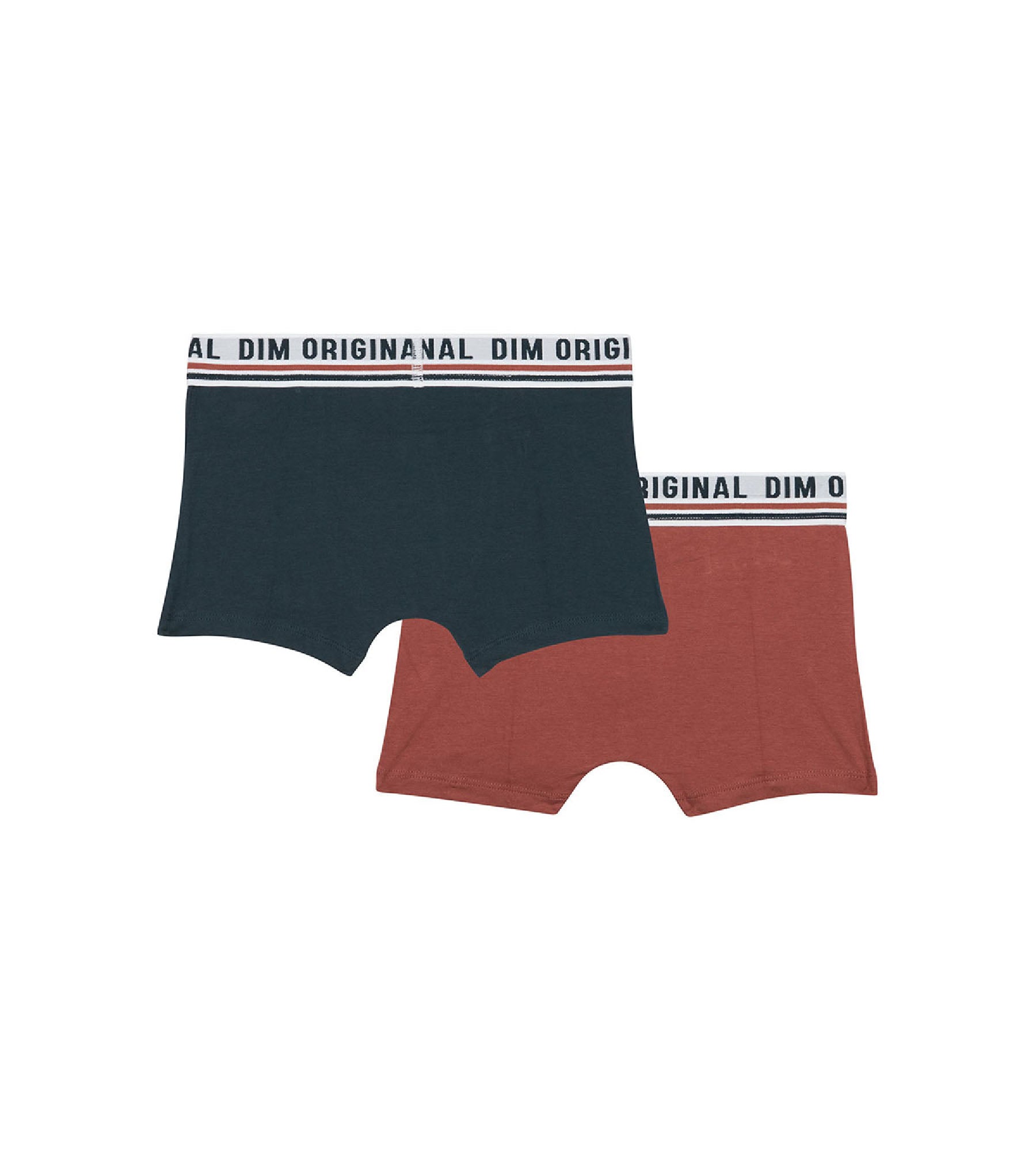 dim-originals-lot-de-2-boxers-gar-on-coton-stretch-bleu-rouge-ceinture-r-tro image 2