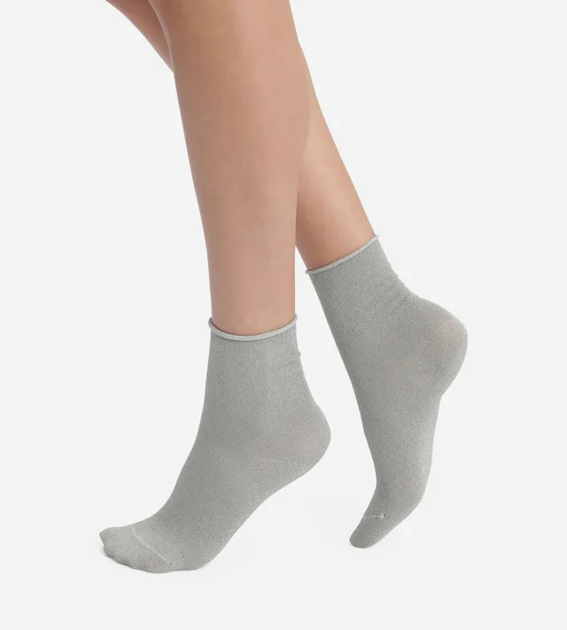 chaussettes-femme-dim-mode-lurex-kaki-socquettes image 1