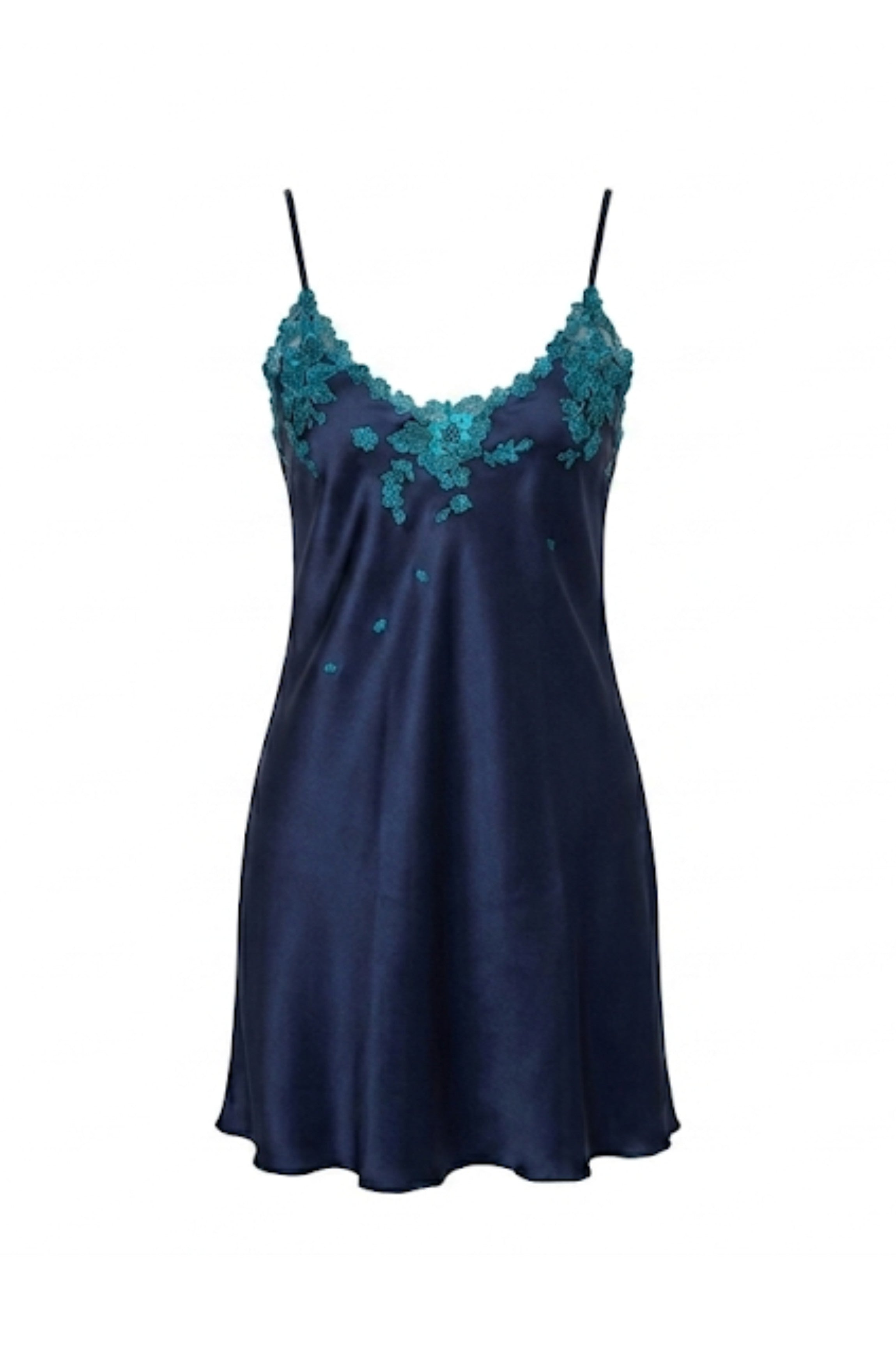 cadolle-eloise-nuisette-soie-bleue-nuit-dentelle-fleurie image 1
