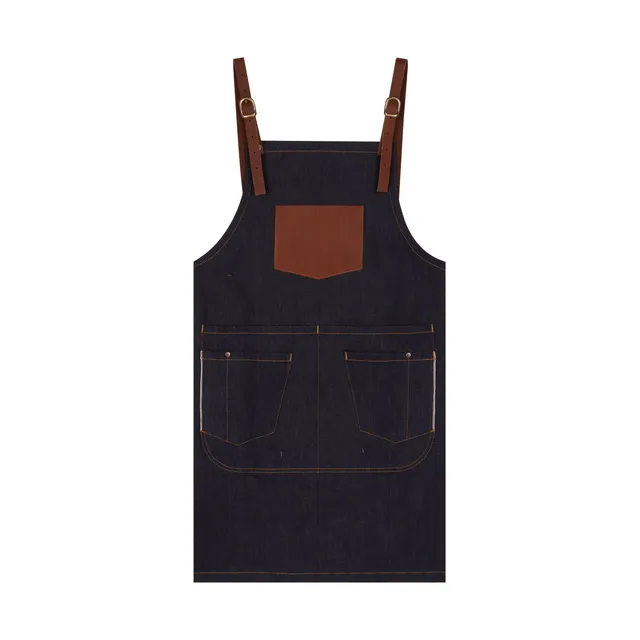 atelier-tuffery-tablier-long-en-jean-brut-selvedge-avec-poche-cuir image 1