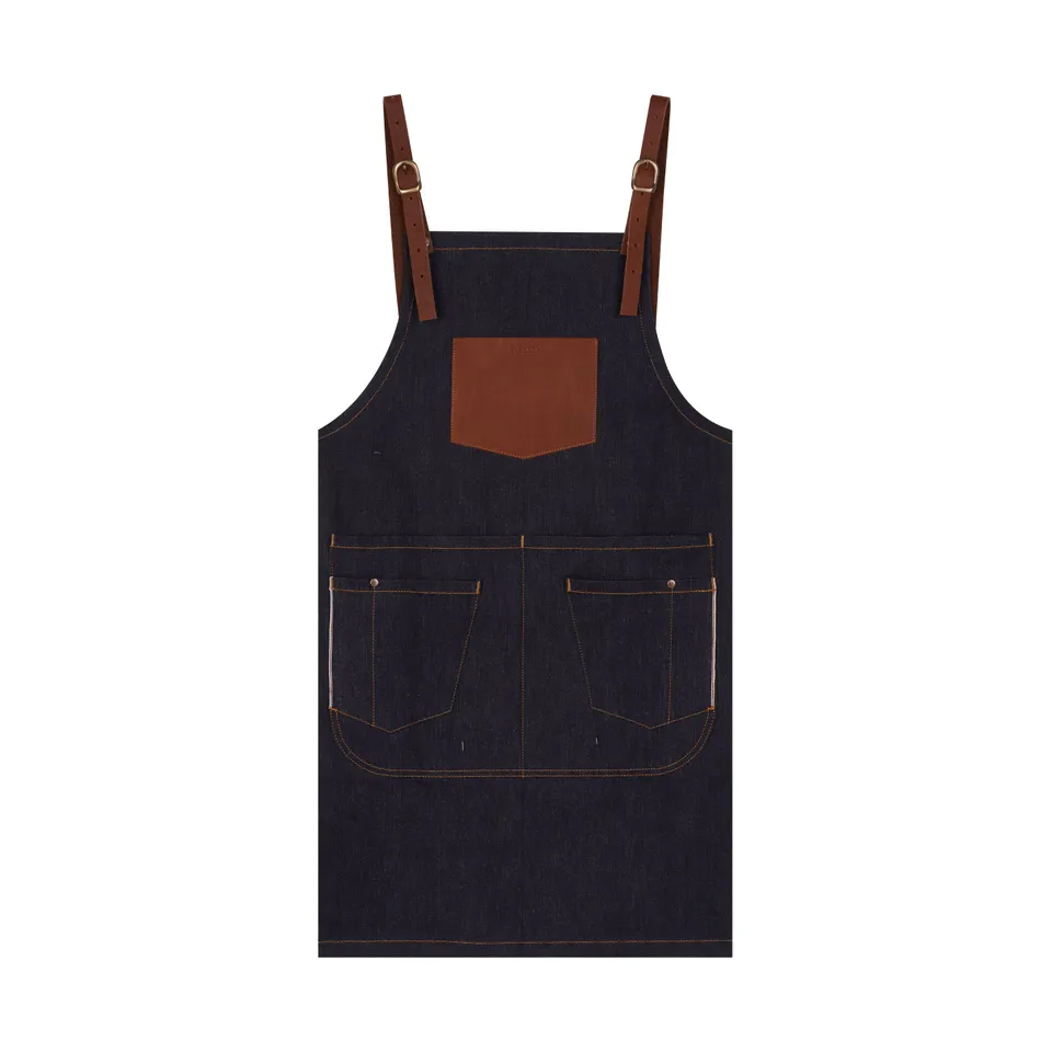 atelier-tuffery-tablier-long-en-jean-brut-selvedge-avec-poche-cuir image 1