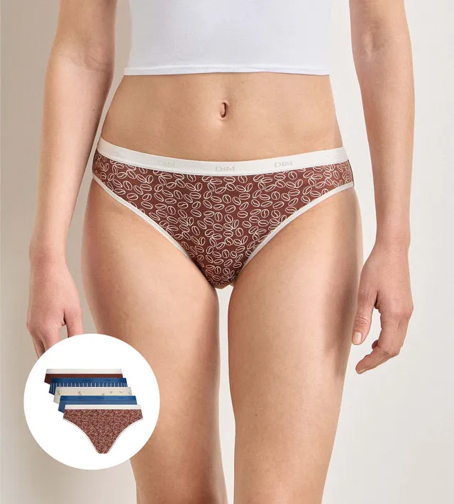 dim-les-pockets-coton-lot-de-5-culottes-femme-d-lice-caf image 1