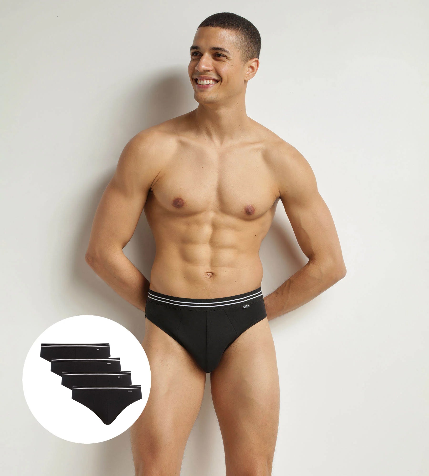 dim-ecodim-lot-de-4-slips-homme-coton-stretch-noir image 1