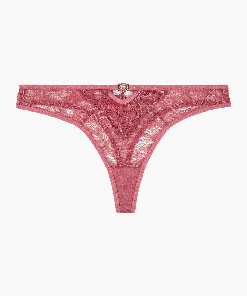 aubade-feeling-myself-string-rosewood-tanga-en-dentelle-fran-aise-et-tulle-trans image 1