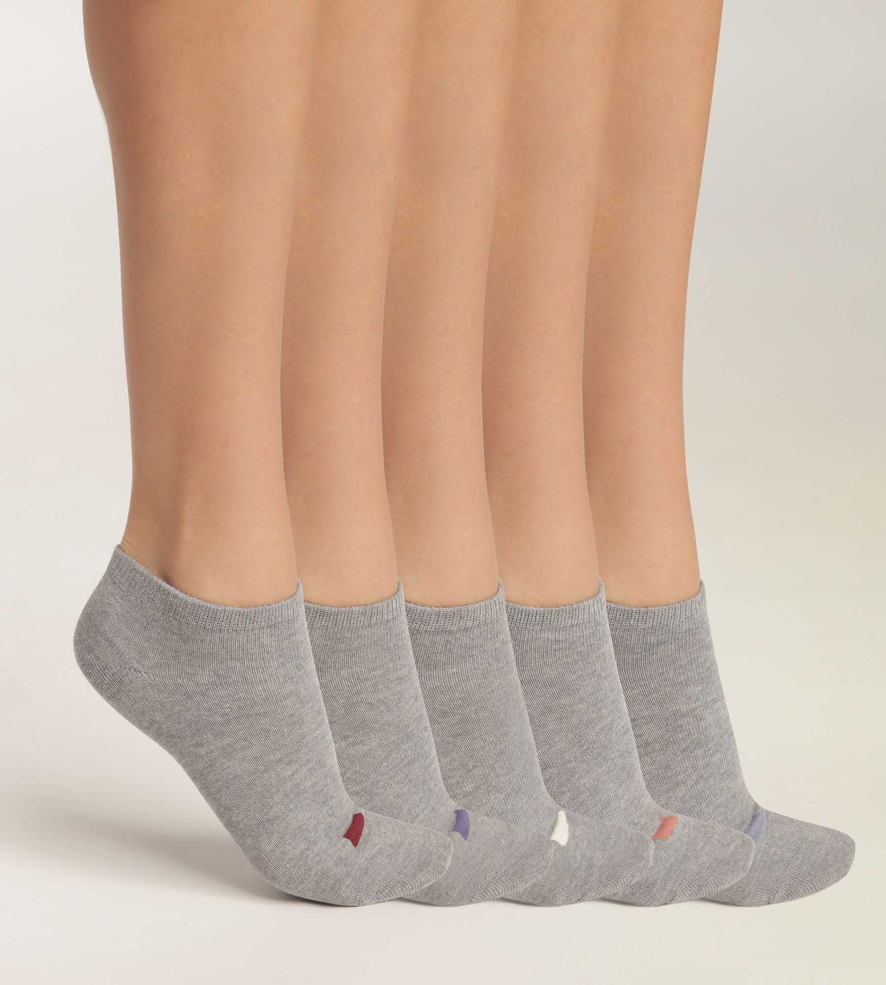 dim-ecodim-lot-de-5-socquettes-femme-coton-gris-clair-chin image 1
