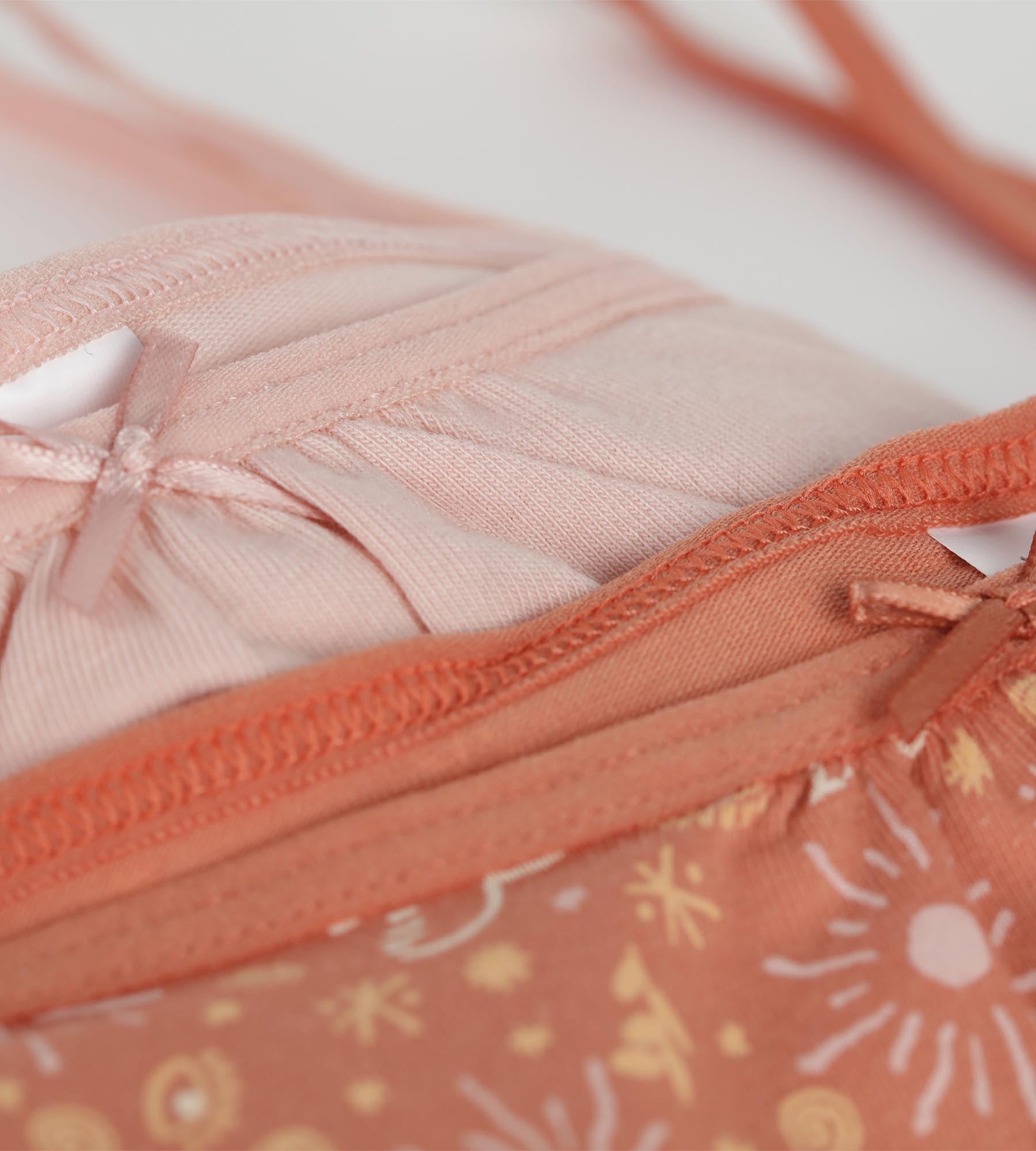 dim-les-pockets-lot-de-2-brassi-res-fille-coton-stretch-rose-ocre image 3