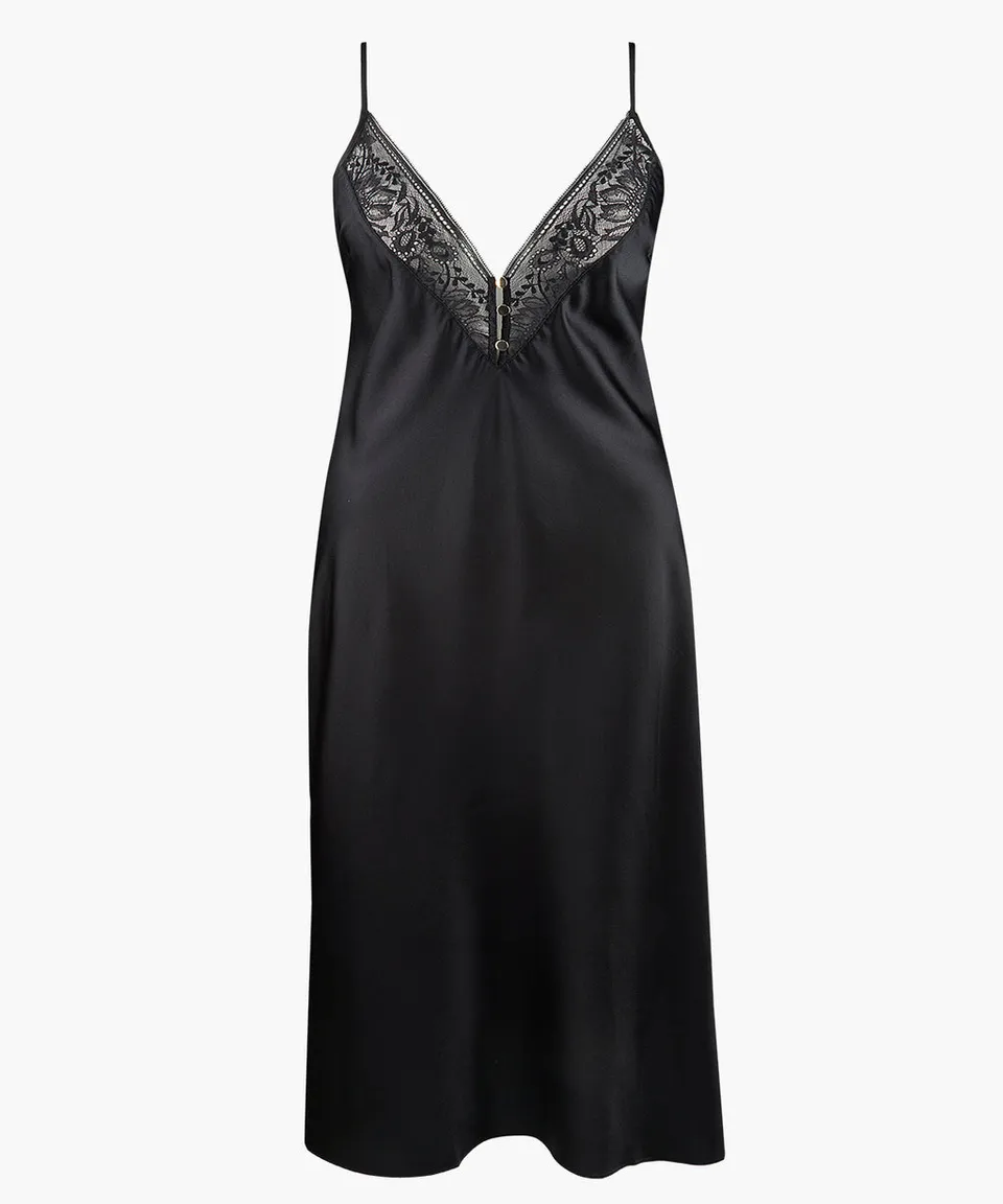 aubade-midnight-whisper-robe-longue-noir-en-soie image 1