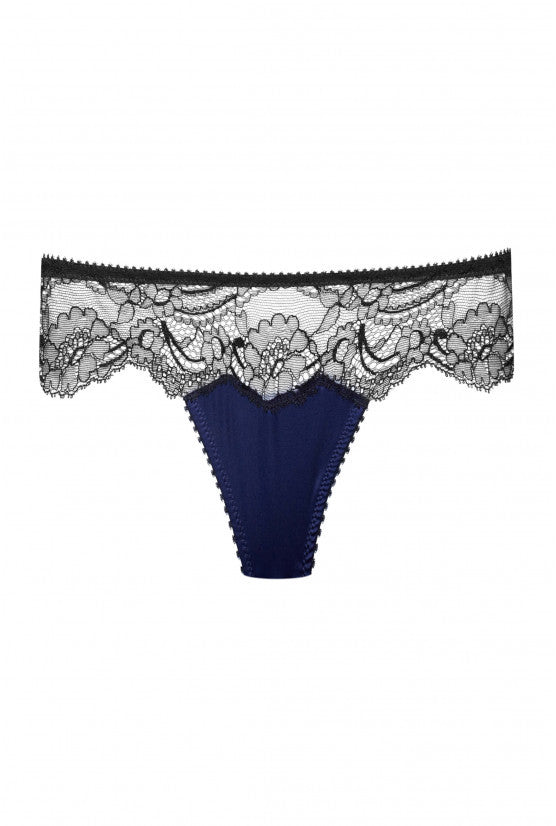 cadolle-ania-string-satin-bleu-nuit-dentelle-leavers image 1