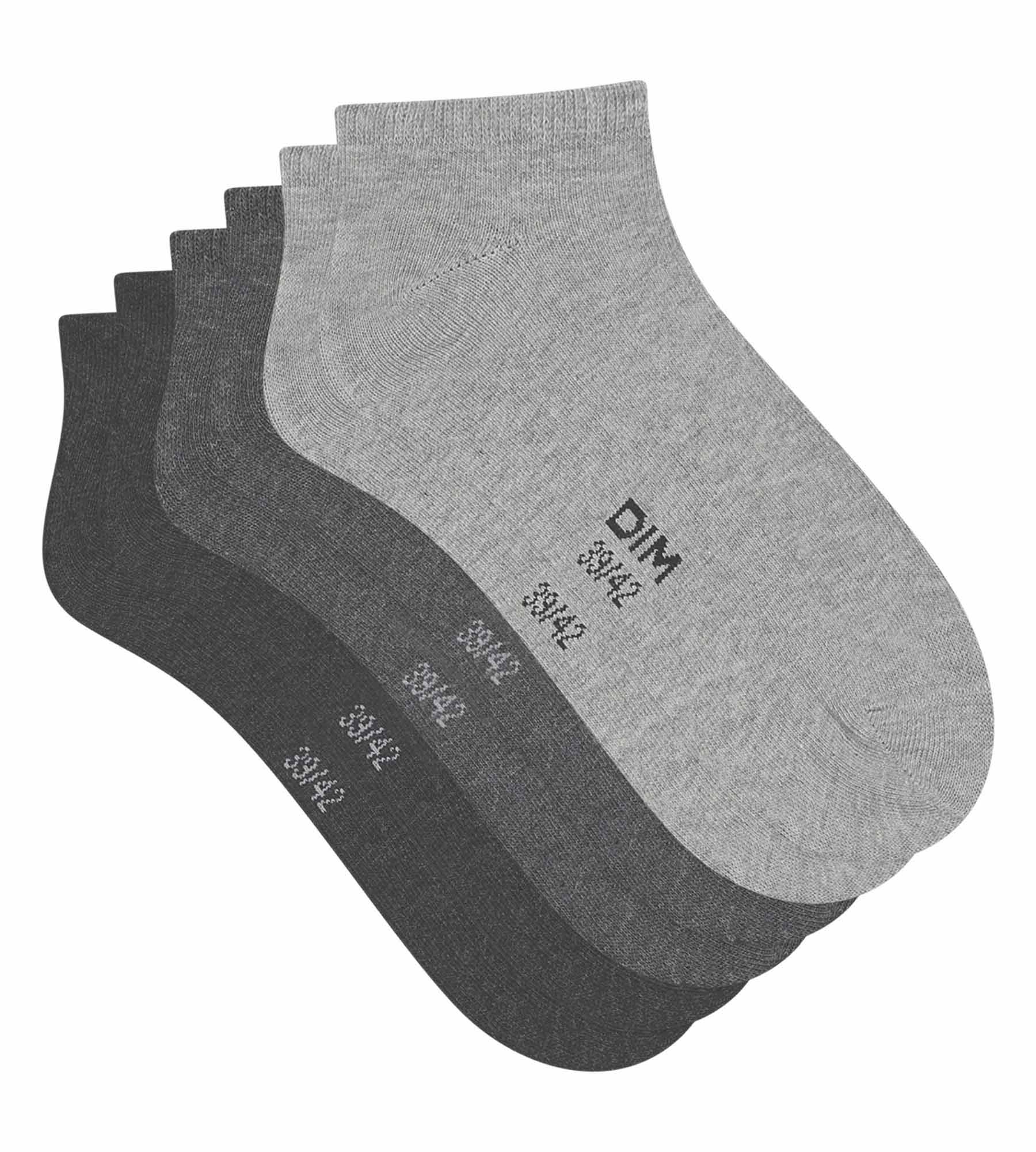 dim-coton-lot-de-3-paires-de-socquettes-femme-courtes-gris-anthracite image 2