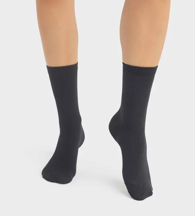 dim-bambou-lot-de-2-paires-de-chaussettes-femme-anthracite-en-viscose image 1