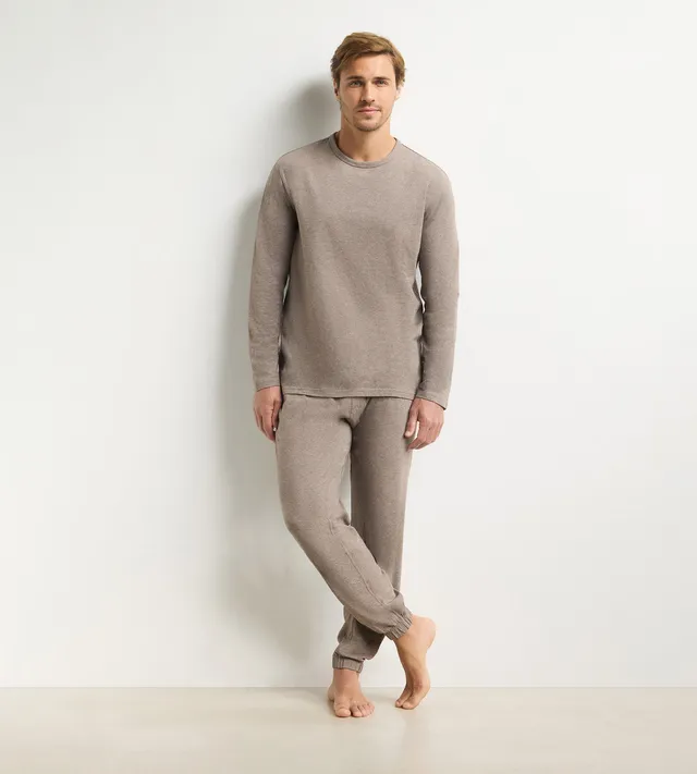 dim-ensemble-pyjama-pantalon-homme-marron-m-lange-jersey-elasthanne image 1