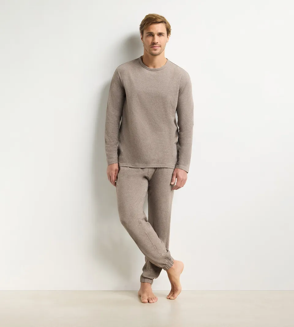 dim-ensemble-pyjama-pantalon-homme-marron-m-lange-jersey-elasthanne image 1
