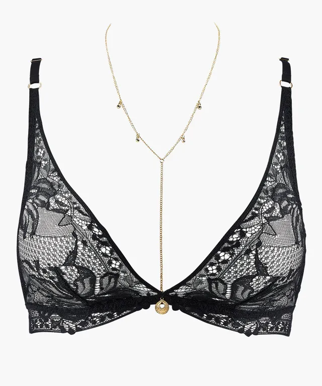 aubade-gold-pleasure-bralette-triangle-black-light image 1