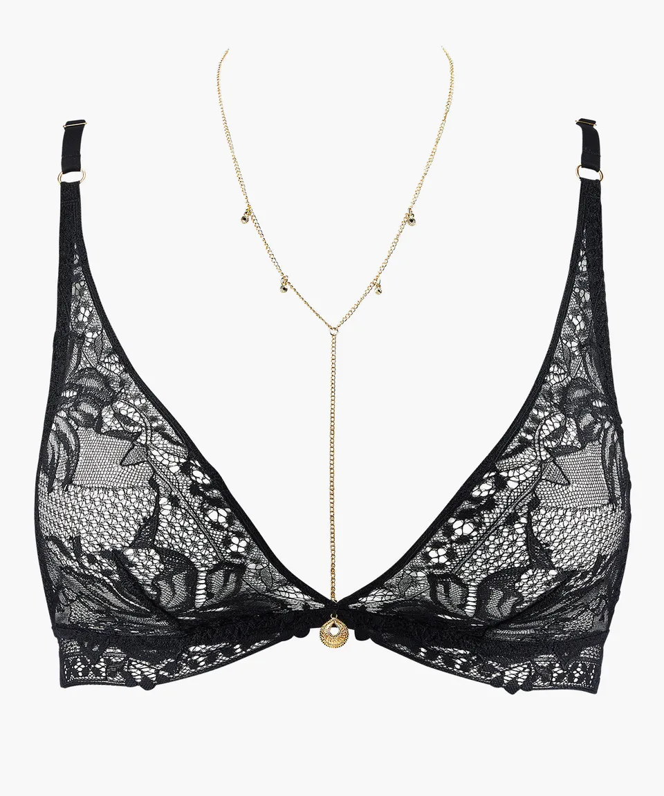 aubade-gold-pleasure-bralette-triangle-black-light image 1