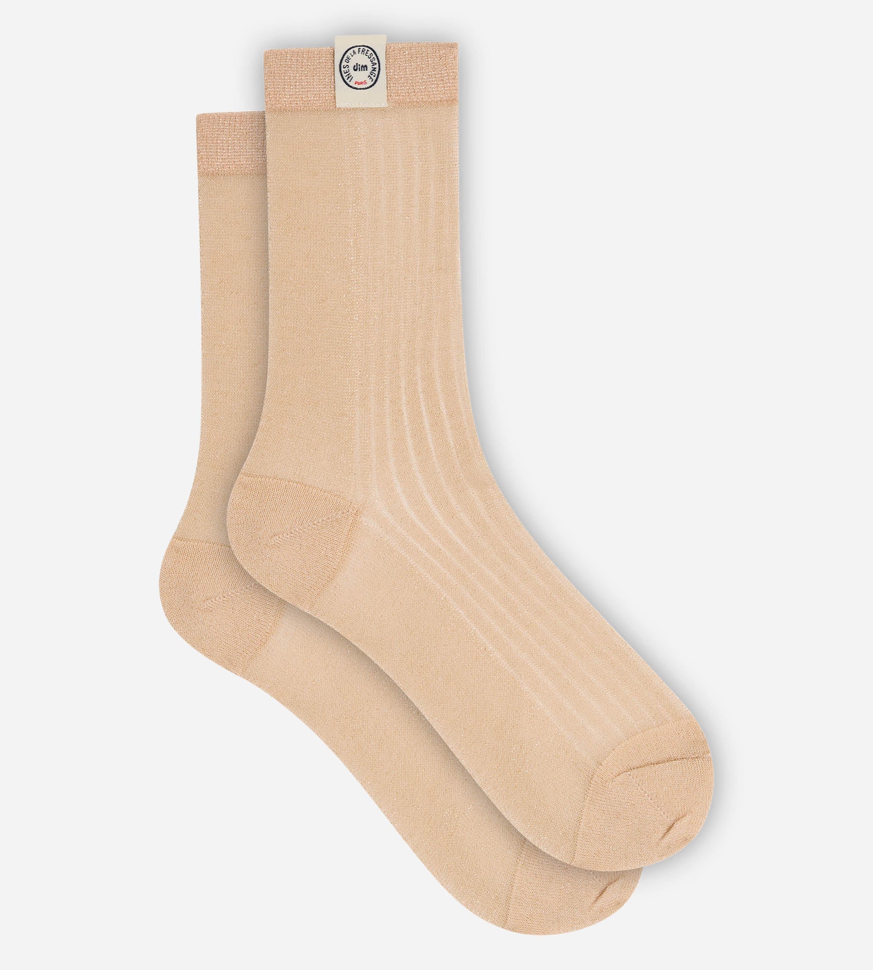dim-x-in-s-de-la-fressange-chaussettes-femme-beige-taupe-transparentes-lurex image 2