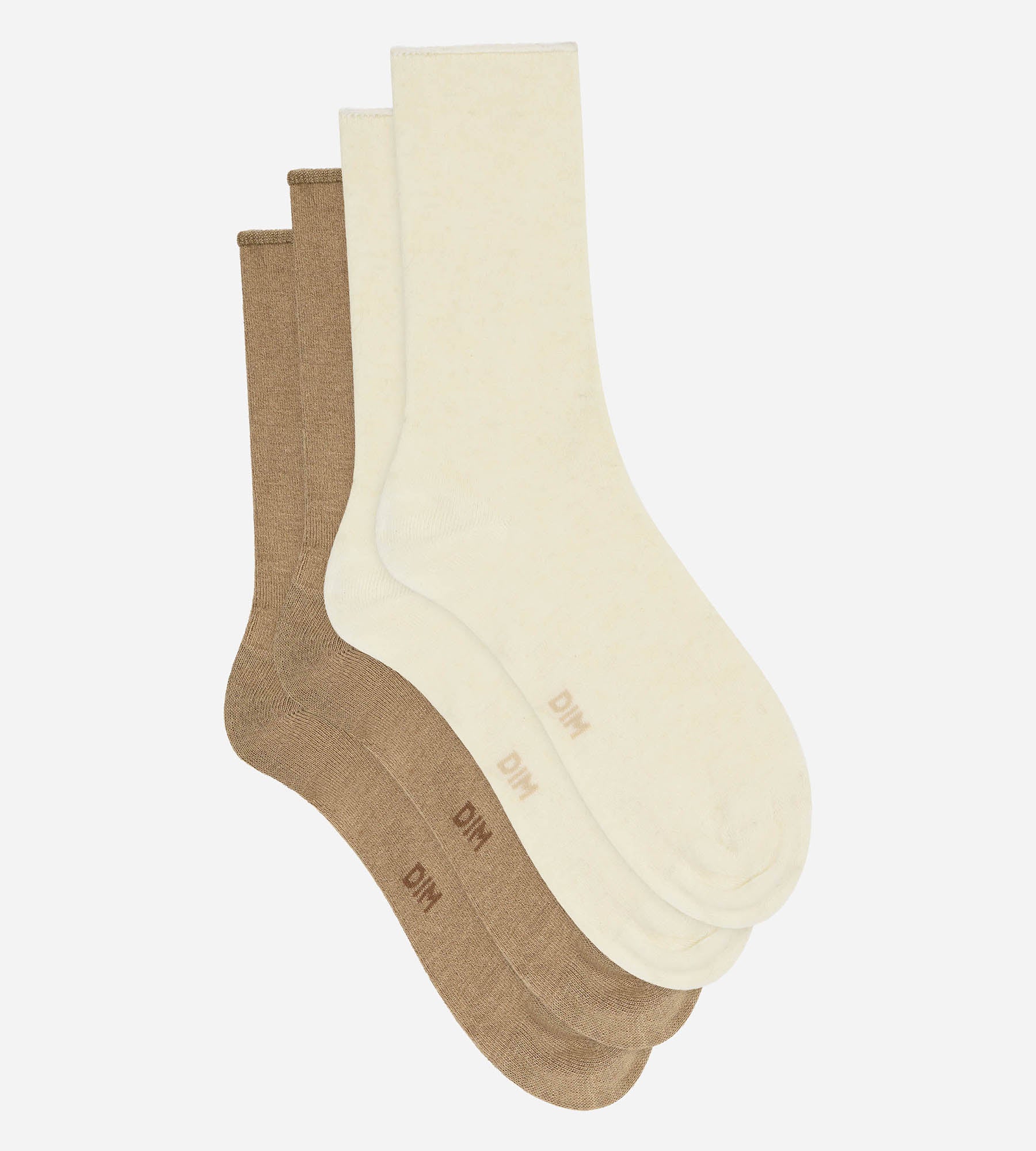 dim-modal-lot-de-2-chaussettes-femme-taupe-beige image 4