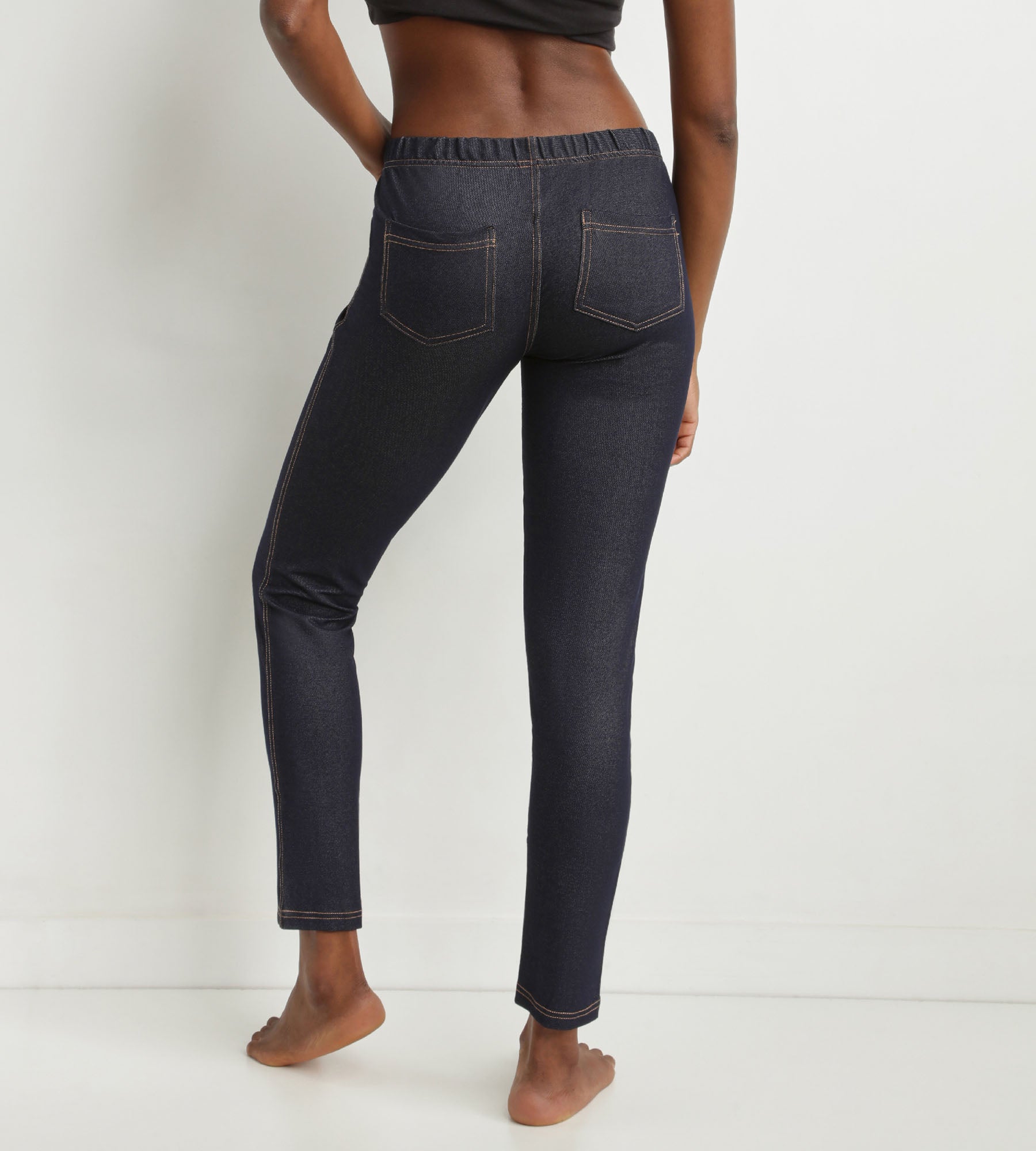 dim-relax-go-legging-femme-effet-jean-bleu-marine-avec-poches image 2