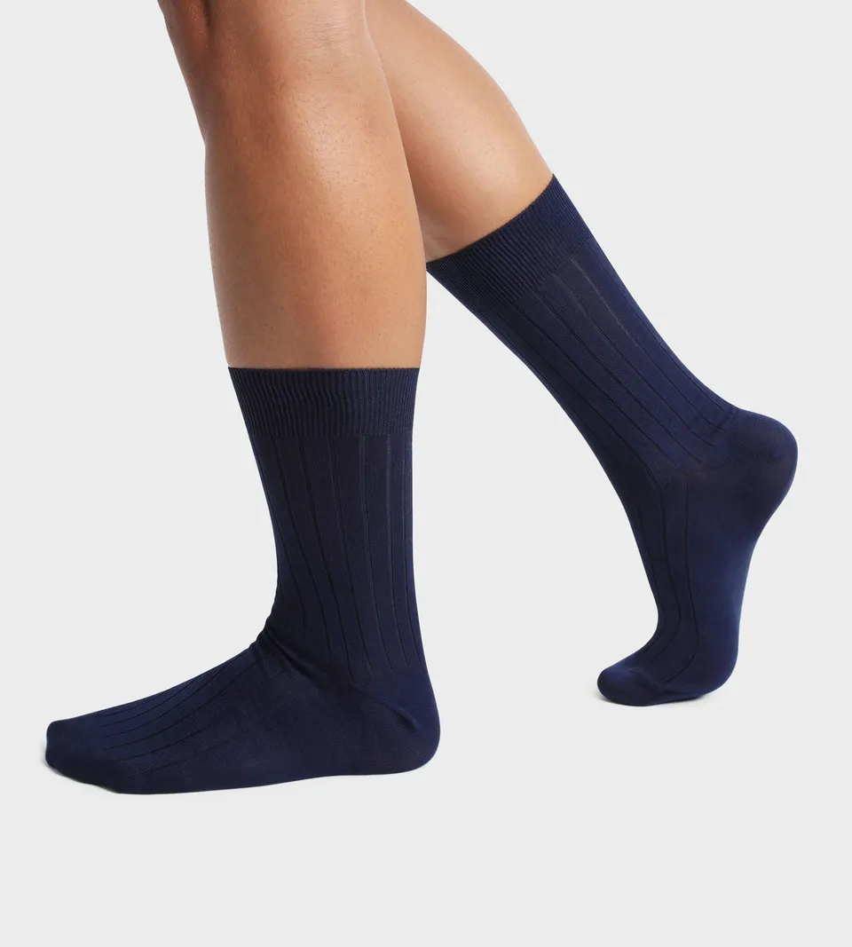 dim-fil-d-cosse-lot-de-2-paires-de-chaussettes-homme-bleu-marine image 1
