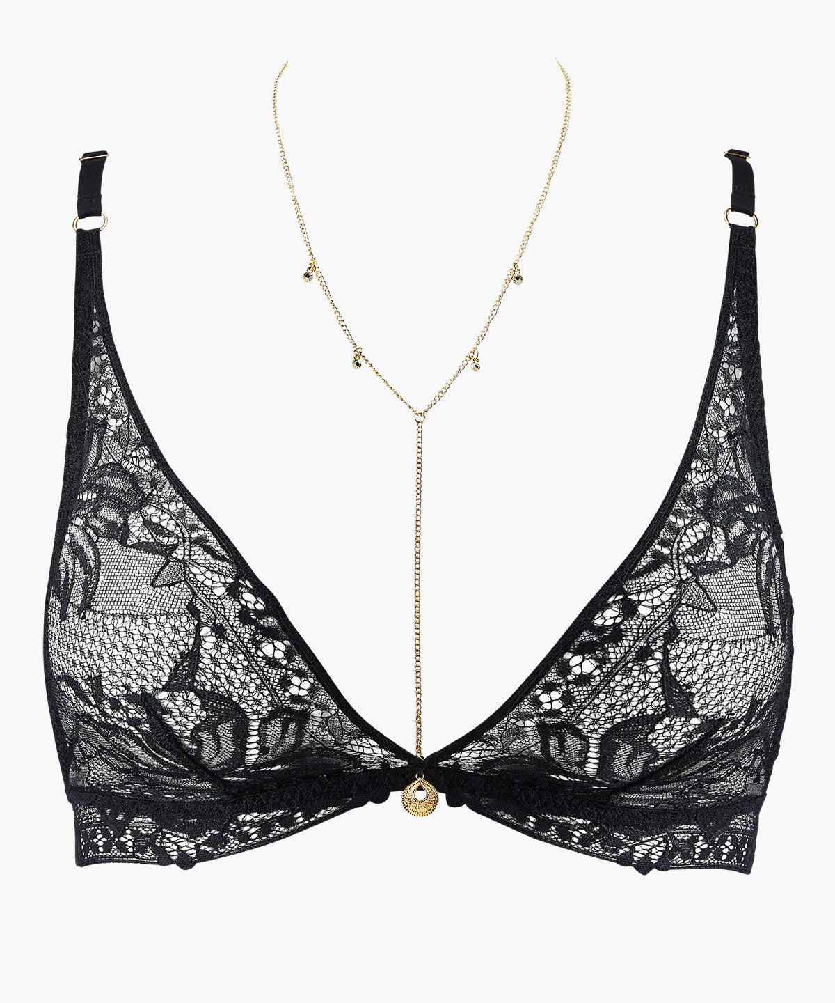 aubade-gold-pleasure-bralette-triangle-black-light image 1