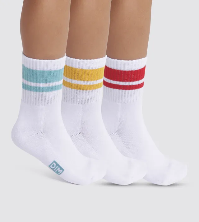 dim-sport-lot-de-3-paires-chaussettes-enfant-blanc-liser-s-couleur image 1