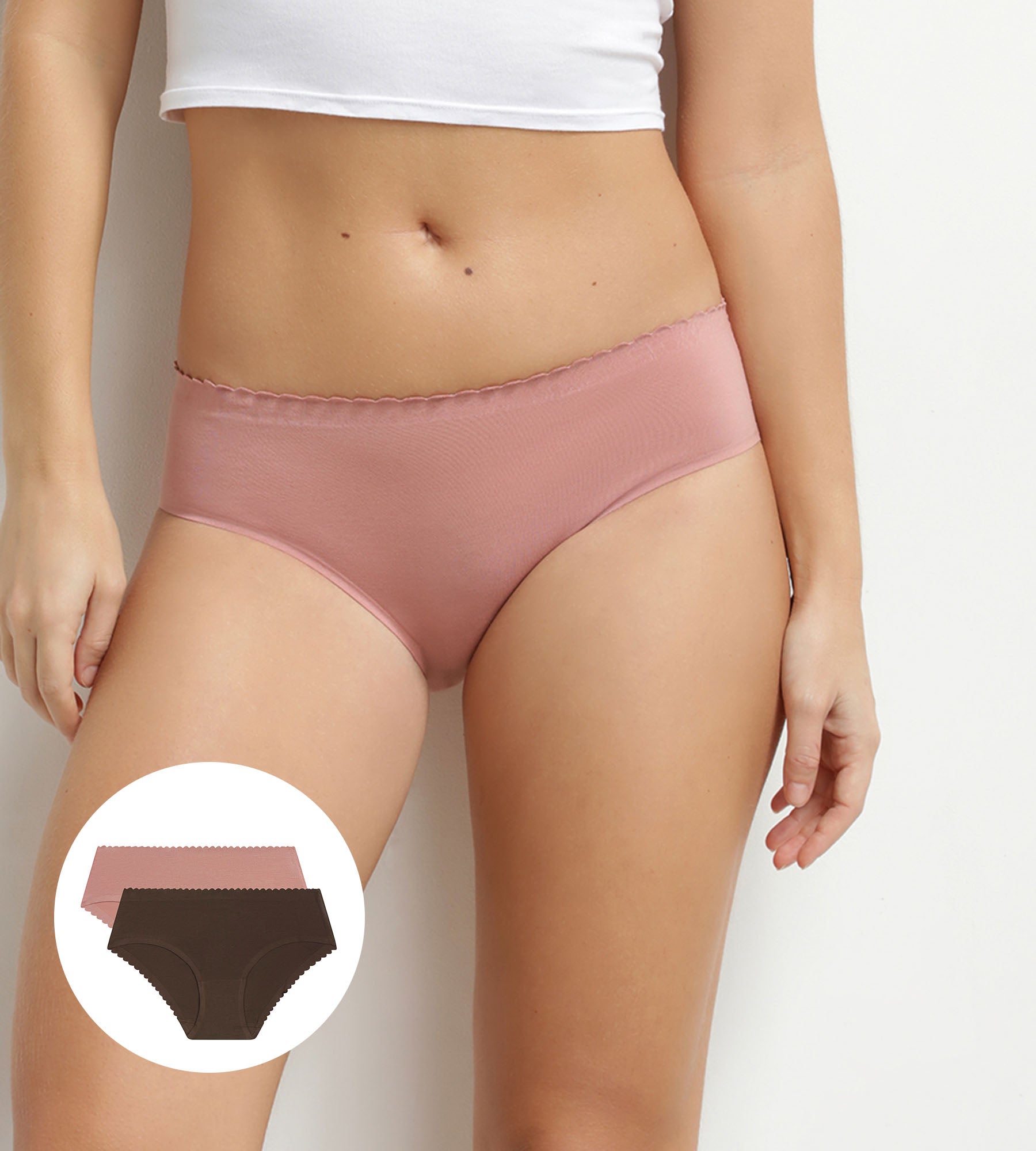 dim-body-touch-easy-slip-femme-invisible-coton-stretch-x2-marron-rose image 1