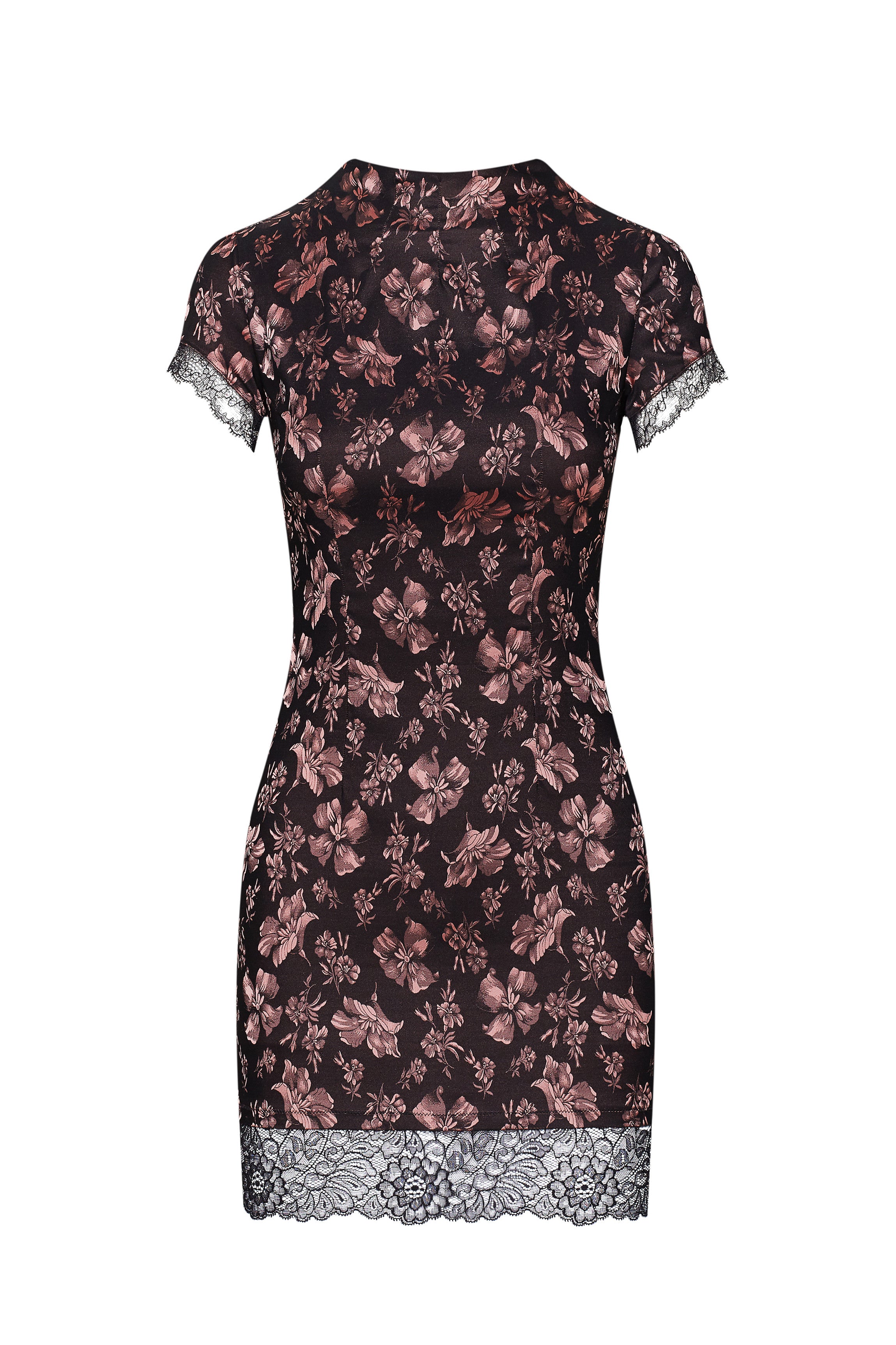 cadolle-violetta-robe-satin-rose-et-noir-dentelle-calais image 1