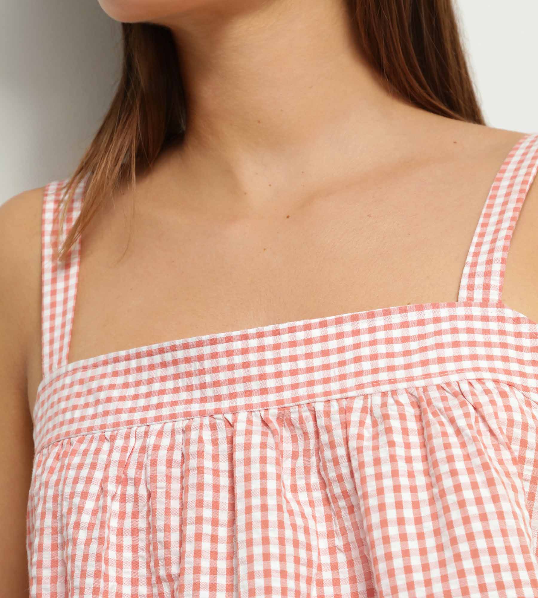 dim-nightwear-chemise-de-nuit-vichy-seersucker-abricot-cru image 3
