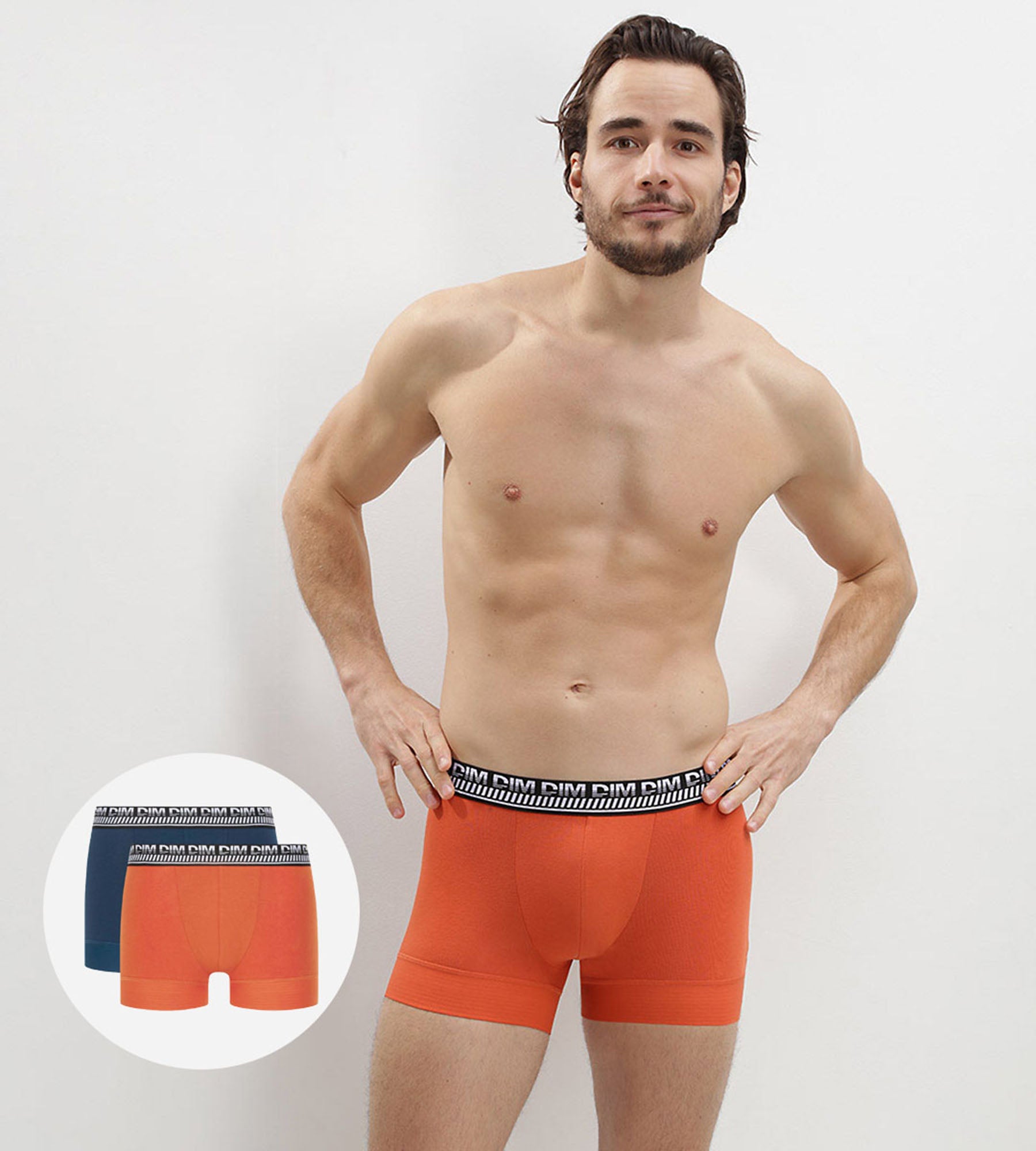 dim-3d-stay-and-fit-lot-de-2-boxers-homme-bleu-klein-orange image 1