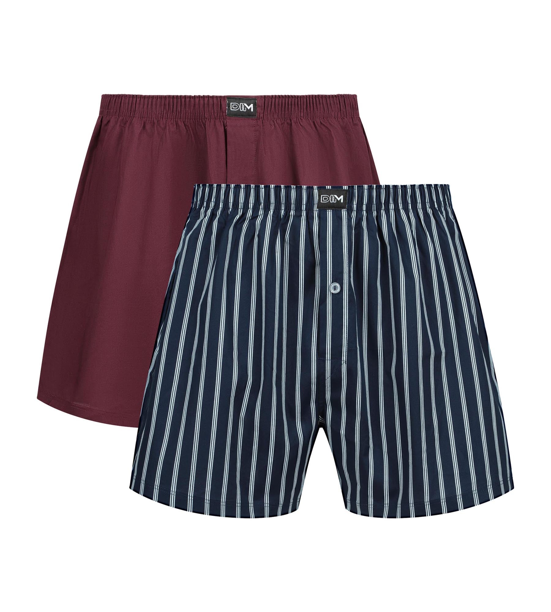 dim-coton-stretch-lot-de-2-cale-ons-homme-bleu-marine-et-rouge image 3